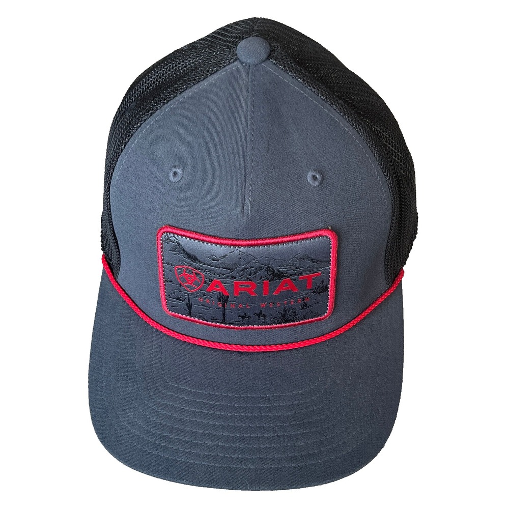 Ariat Original Western Trucker Hat Snap Back One Ten‎ Flex Fit OS Red Gray Black